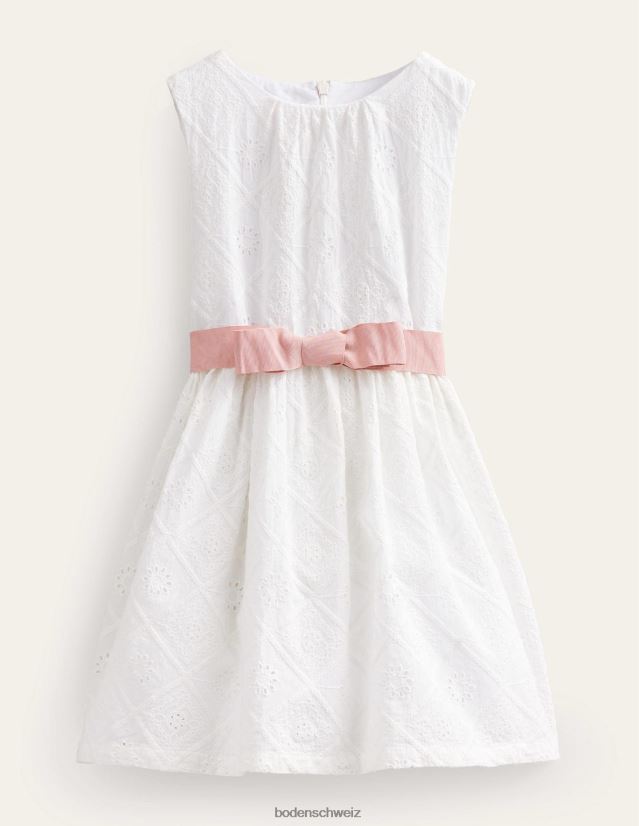 Boden Mädchen Mini-Me-Kleid mit Stickerei VH86PT2813 Kleidung Elfenbein