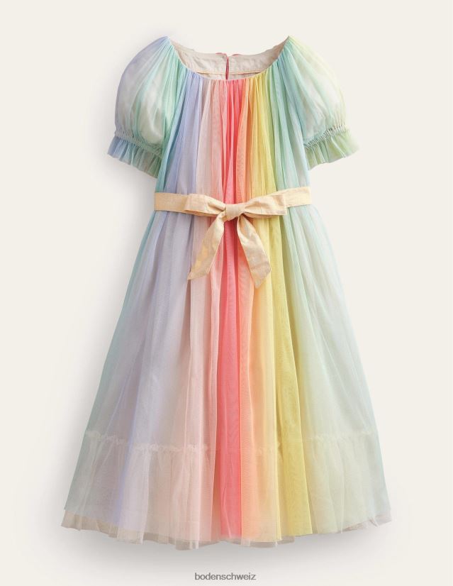 Boden Mädchen Regenbogen-Tüllkleid VH86PT3287 Kleidung Mehrstreifen