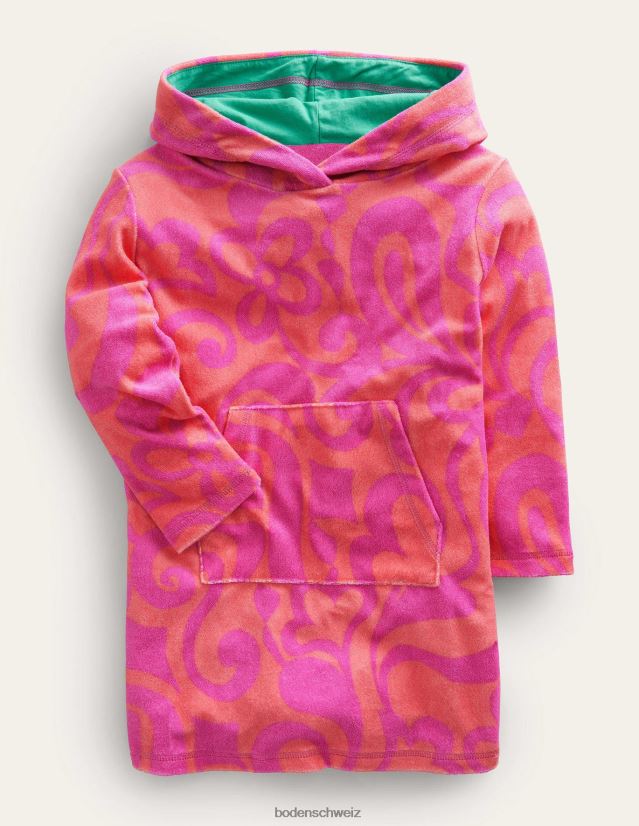 Boden Mädchen Strandkleid aus Frottee mit Muster VH86PT3178 Kleidung Pfirsichpunsch rosa