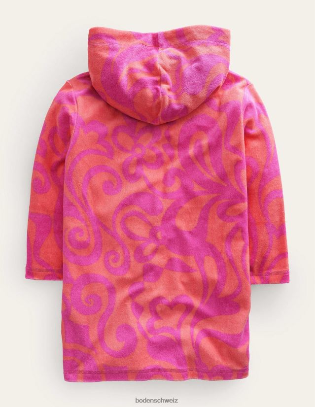 Boden Mädchen Strandkleid aus Frottee mit Muster VH86PT3178 Kleidung Pfirsichpunsch rosa