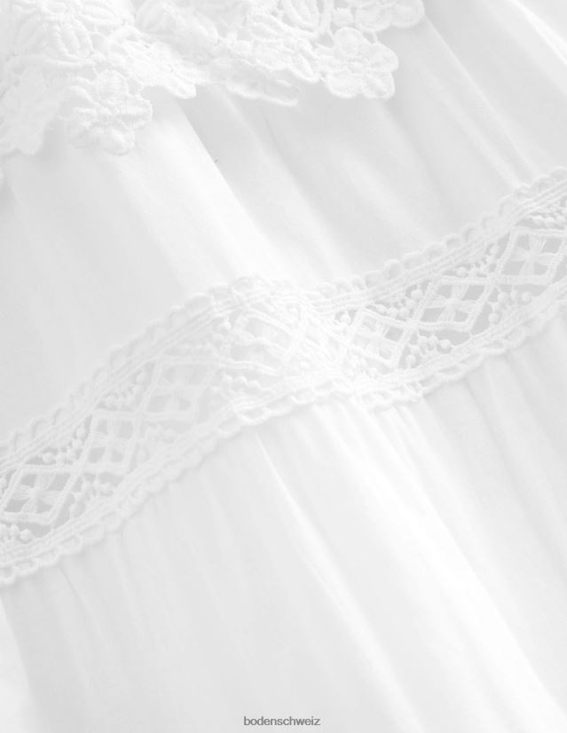 Boden Mädchen Stufenkleid aus Spitze VH86PT2936 Kleidung Weiß