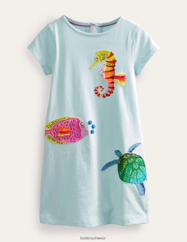 Boden Mädchen T-Shirt-Kleid mit Applikation VH86PT3243 Kleidung Eisblaues Aqua