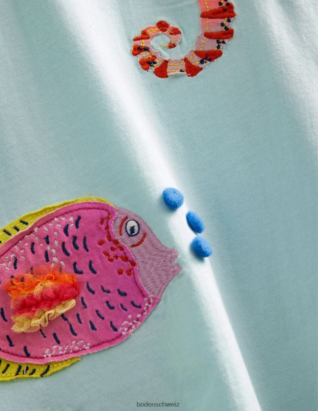 Boden Mädchen T-Shirt-Kleid mit Applikation VH86PT3243 Kleidung Eisblaues Aqua