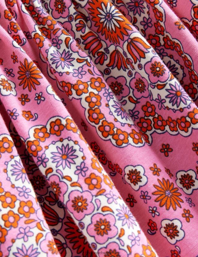 Boden Mädchen Trägerkleid aus geflochtenem Jersey VH86PT2830 Kleidung leuchtend rosafarbene Gänseblümchen