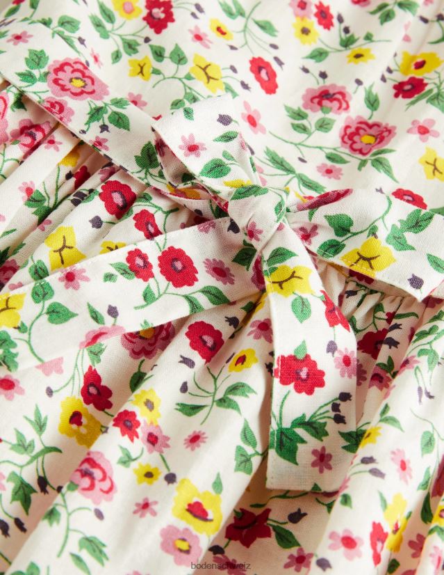 Boden Mädchen Vintage-Kleid VH86PT2782 Kleidung elfenbeinfarbene Blumen