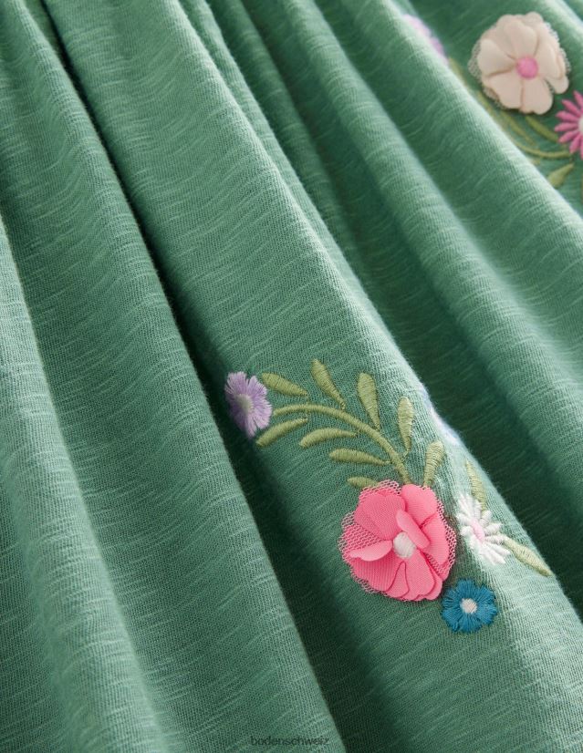 Boden Mädchen besticktes Jerseykleid VH86PT745 Kleidung Csaritgrün