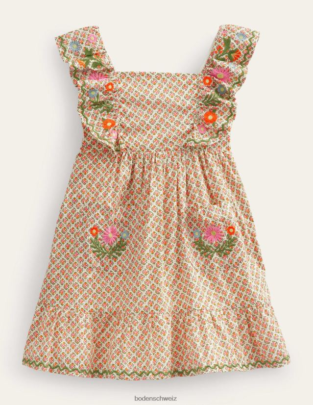 Boden Mädchen besticktes Latzkleid VH86PT2825 Kleidung Vanilleschotenblüte