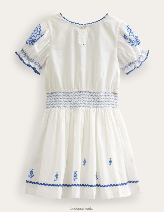 Boden Mädchen besticktes, gerafftes Kleid VH86PT2860 Kleidung Vanilleschote