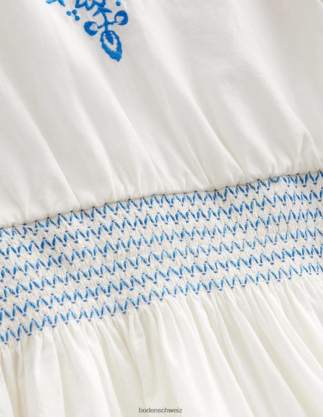 Boden Mädchen besticktes, gerafftes Kleid VH86PT2860 Kleidung Vanilleschote