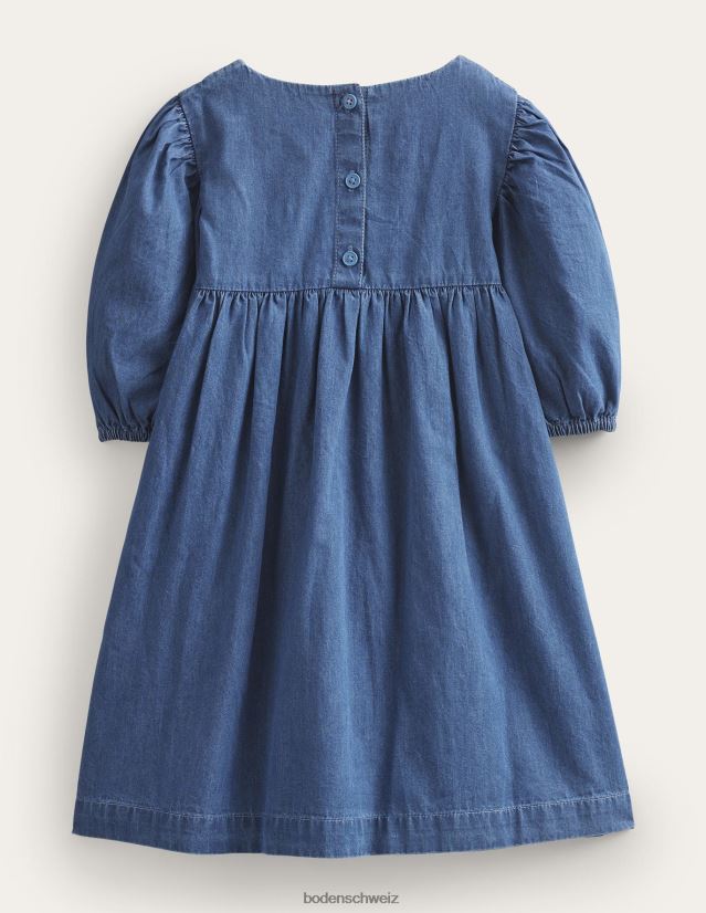 Boden Mädchen besticktes gewebtes Kleid VH86PT2991 Kleidung mittlerer Denim