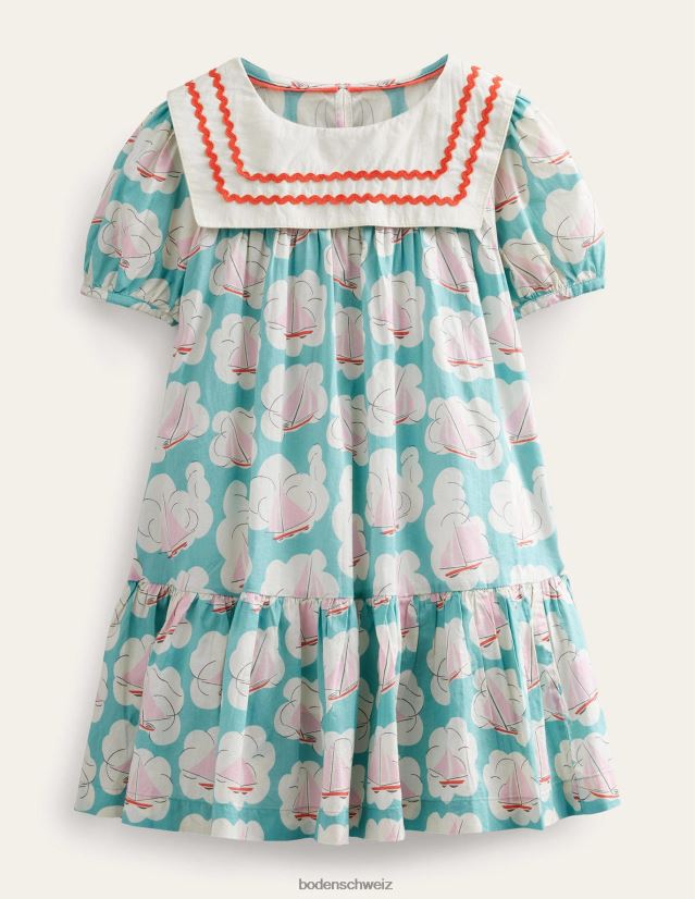 Boden Mädchen gewebtes Matrosenkleid VH86PT2966 Kleidung Aquaboot-Druck