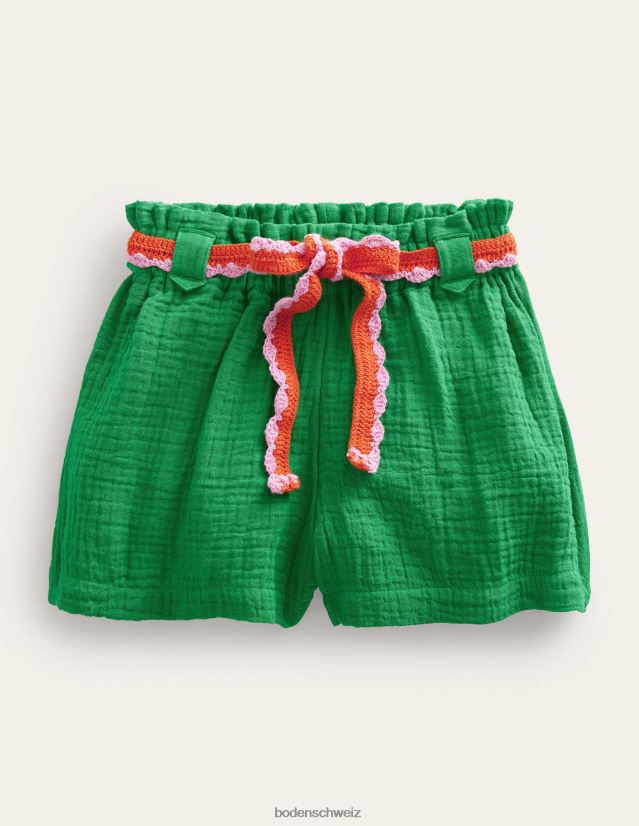 Boden Mädchen Crinkle-Häkelshorts VH86PT2647 Kleidung Schulgrün