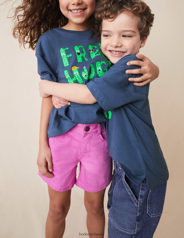 Boden Mädchen Jeansshorts mit hoher Taille VH86PT2699 Kleidung Rosa gesprenkelt