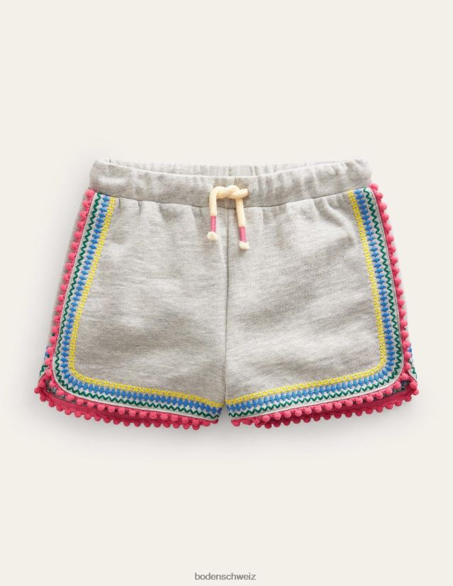 Boden Mädchen Jersey-Shorts mit Bommelbesatz VH86PT2709 Kleidung grauer Mergel