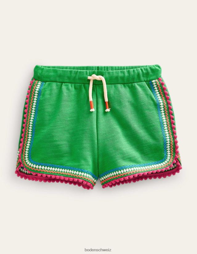Boden Mädchen Jersey-Shorts mit Bommelbesatz VH86PT2740 Kleidung hellgrün
