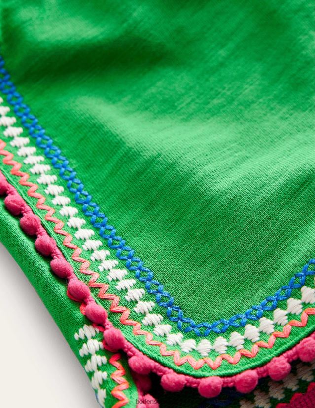 Boden Mädchen Jersey-Shorts mit Bommelbesatz VH86PT2740 Kleidung hellgrün