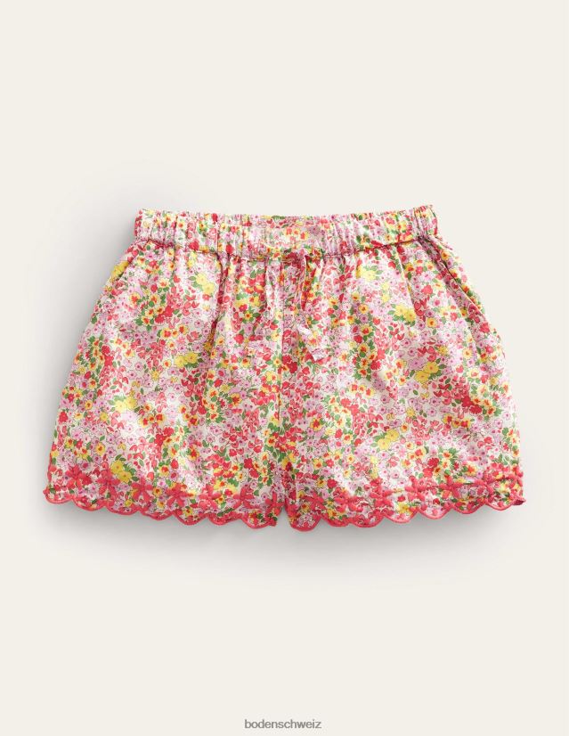 Boden Mädchen Shorts mit besticktem Saum VH86PT3144 Kleidung Pfirsichpunsch blumig