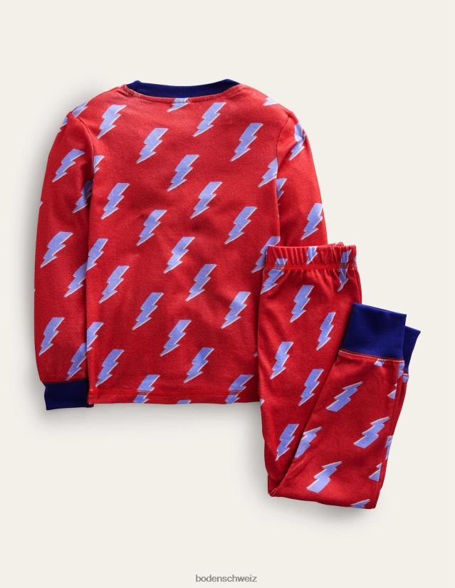Boden Mädchen einzelner, im Dunkeln leuchtender Pyjama VH86PT3103 Kleidung roter Blitz