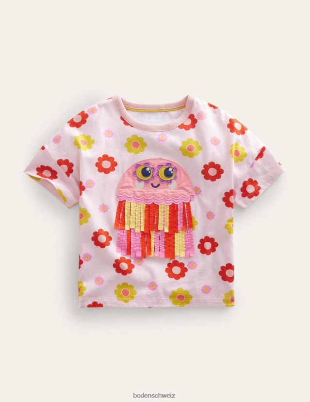 Boden Mädchen Appliziertes Flatterquallen-Oberteil VH86PT2872 Kleidung Feuerrote Qualle