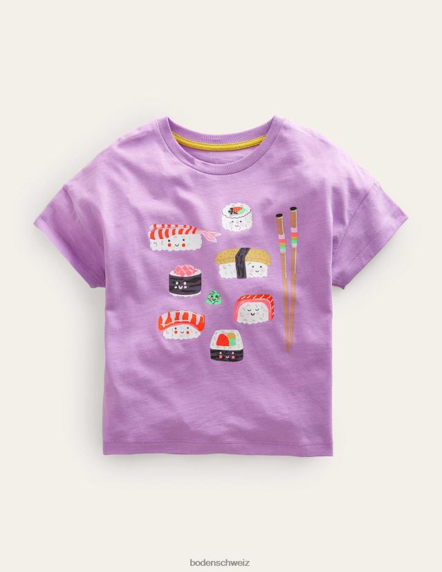 Boden Mädchen Bedrucktes Grafik-T-Shirt VH86PT2853 Kleidung Lupinenlila Sushi