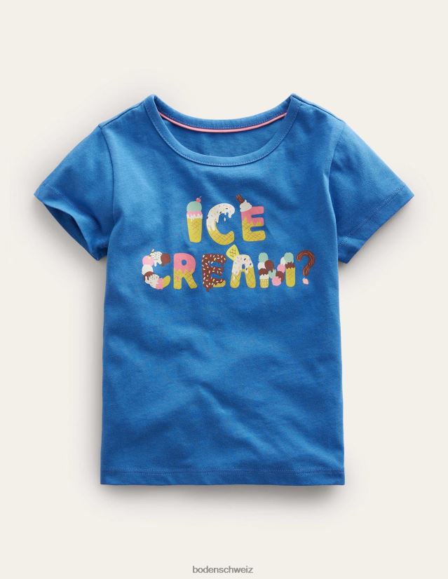 Boden Mädchen Bedrucktes Grafik-T-Shirt VH86PT2915 Kleidung Delfter Blau-Eis