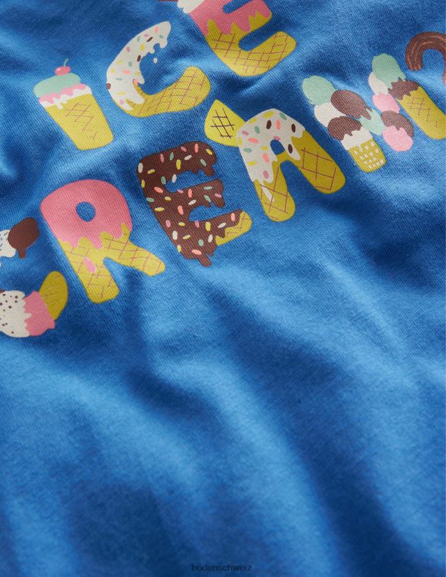 Boden Mädchen Bedrucktes Grafik-T-Shirt VH86PT2915 Kleidung Delfter Blau-Eis