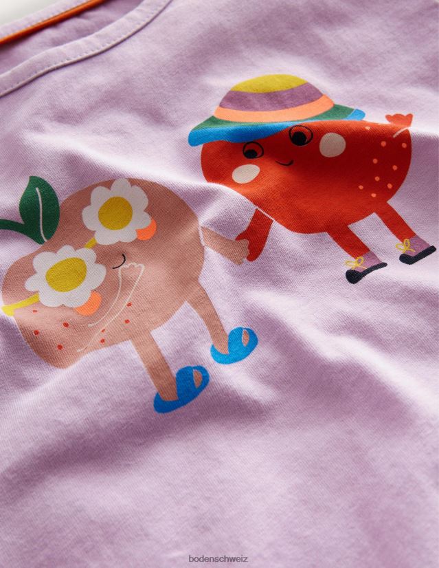 Boden Mädchen Bedrucktes Grafik-T-Shirt VH86PT3289 Kleidung süße Erbse, lila Pfirsiche