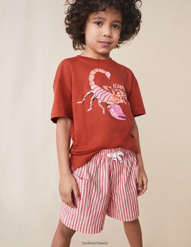 Boden Mädchen Bedrucktes, entspanntes T-Shirt VH86PT3017 Kleidung gerösteter kastanienbrauner Skorpion