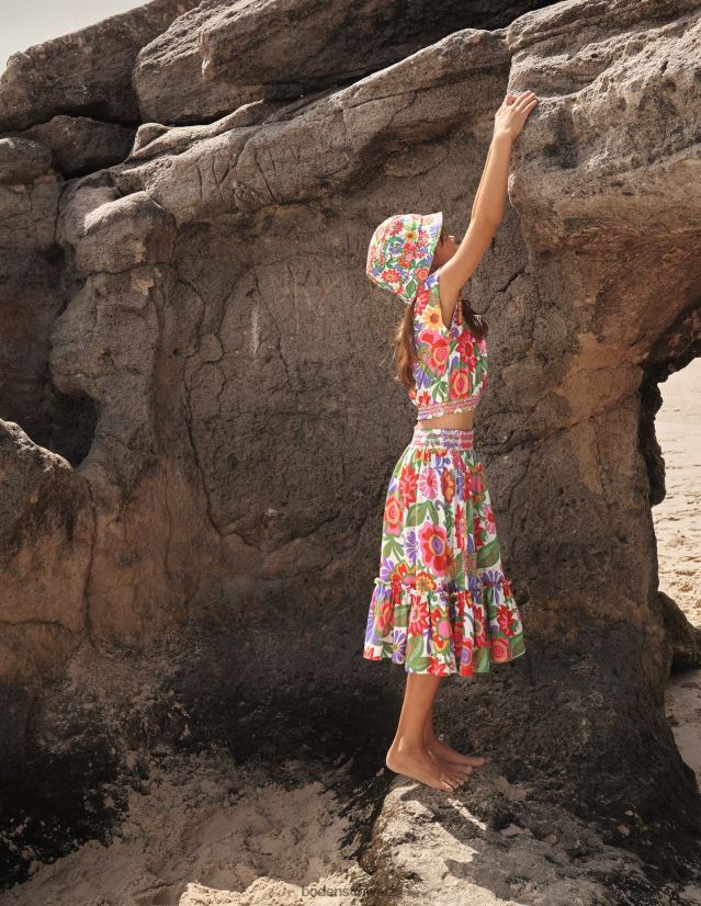 Boden Mädchen Crop-Top mit quadratischem Ausschnitt VH86PT3226 Kleidung Multi-Festival-Blumen