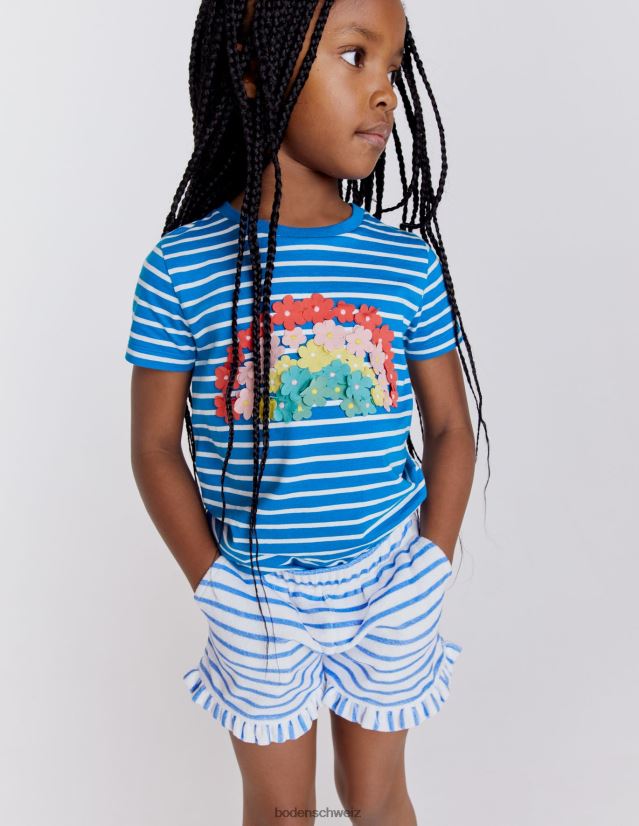 Boden Mädchen Flatter-T-Shirt VH86PT3194 Kleidung helles Marina/Elfenbein