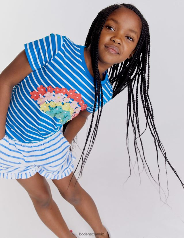 Boden Mädchen Flatter-T-Shirt VH86PT3194 Kleidung helles Marina/Elfenbein