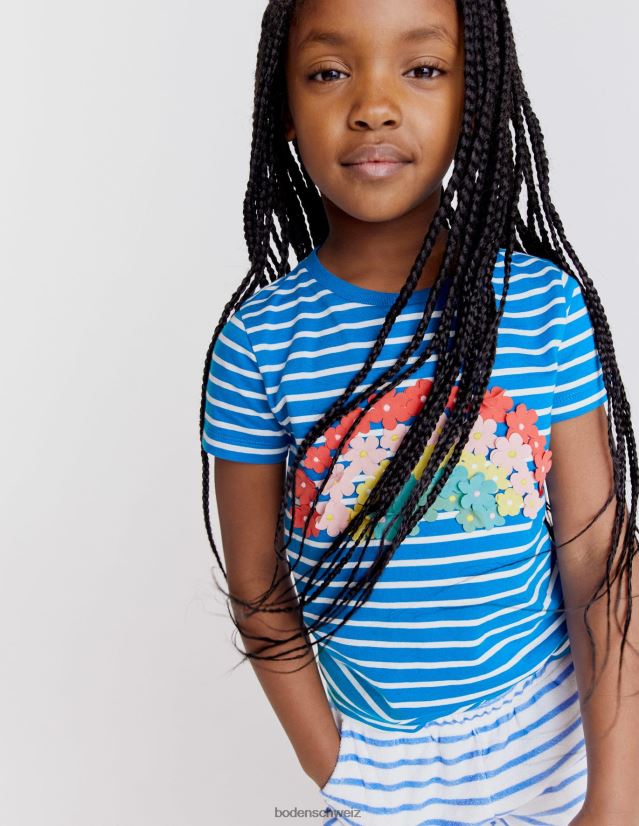 Boden Mädchen Flatter-T-Shirt VH86PT3194 Kleidung helles Marina/Elfenbein