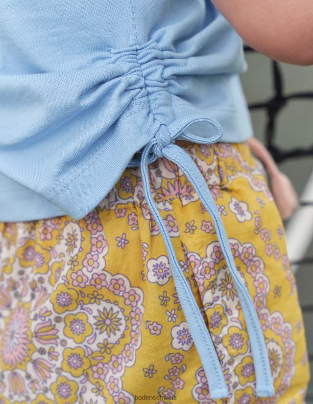 Boden Mädchen Gerafftes T-Shirt an der Seite VH86PT3032 Kleidung vista blau