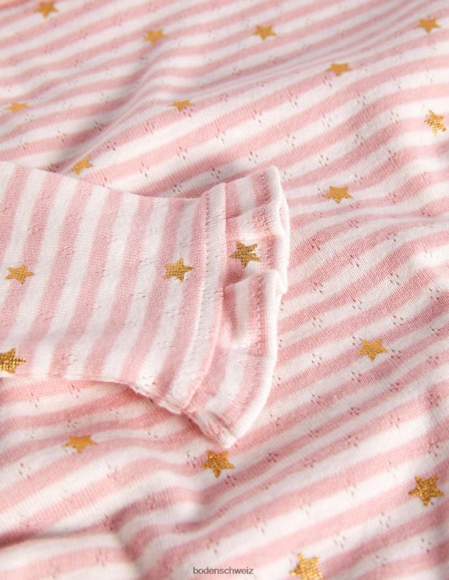 Boden Mädchen Glitzerndes Pointelle-Top mit Rüschen VH86PT2745 Kleidung Elfenbein/Cameo-Rosa