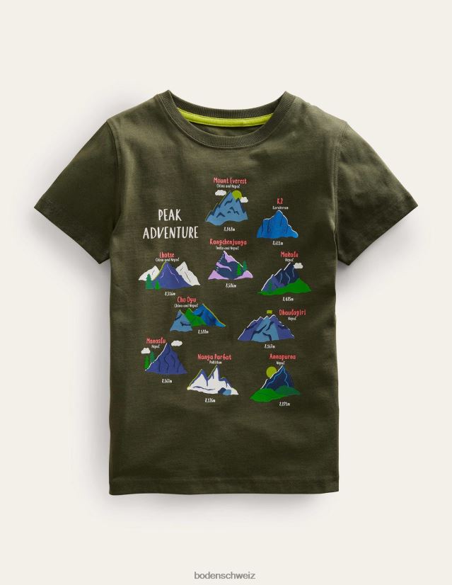 Boden Mädchen Grafik-Bildungs-T-Shirt VH86PT3197 Kleidung klassische Khaki-Vulkane
