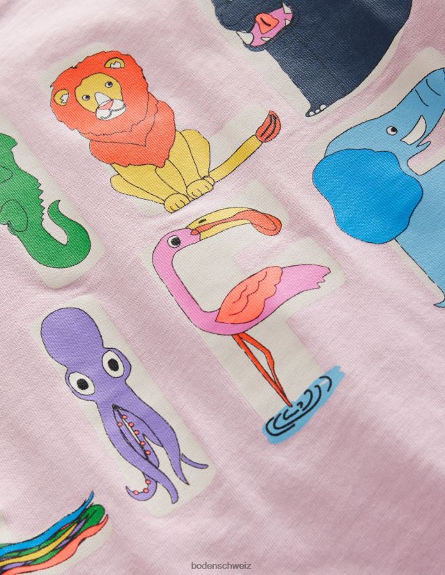 Boden Mädchen Grafik-T-Shirt VH86PT3011 Kleidung französische rosa Tierwelt