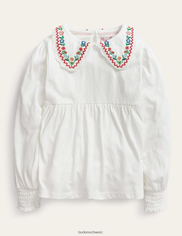 Boden Mädchen Jersey-Oberteil mit Kragen VH86PT3276 Kleidung Elfenbein