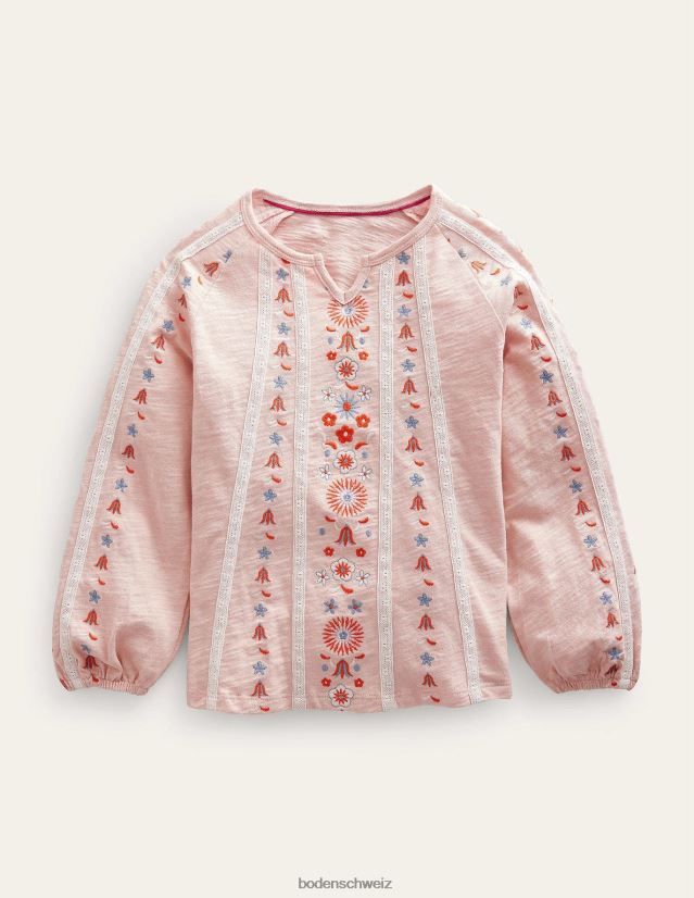 Boden Mädchen Jersey-Top mit Stickerei VH86PT771 Kleidung Provence-Altrosa