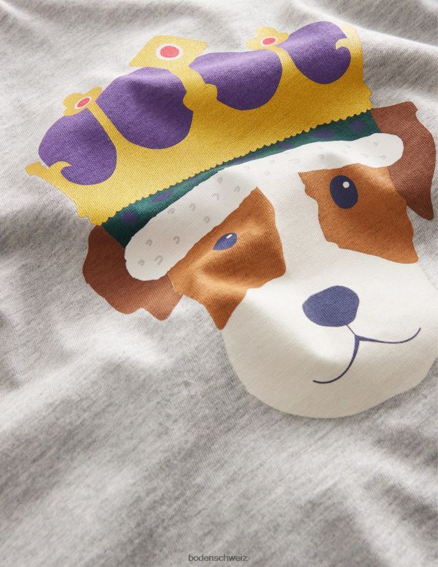 Boden Mädchen Krönungs-T-Shirt VH86PT3098 Kleidung Blau/Grau meliert