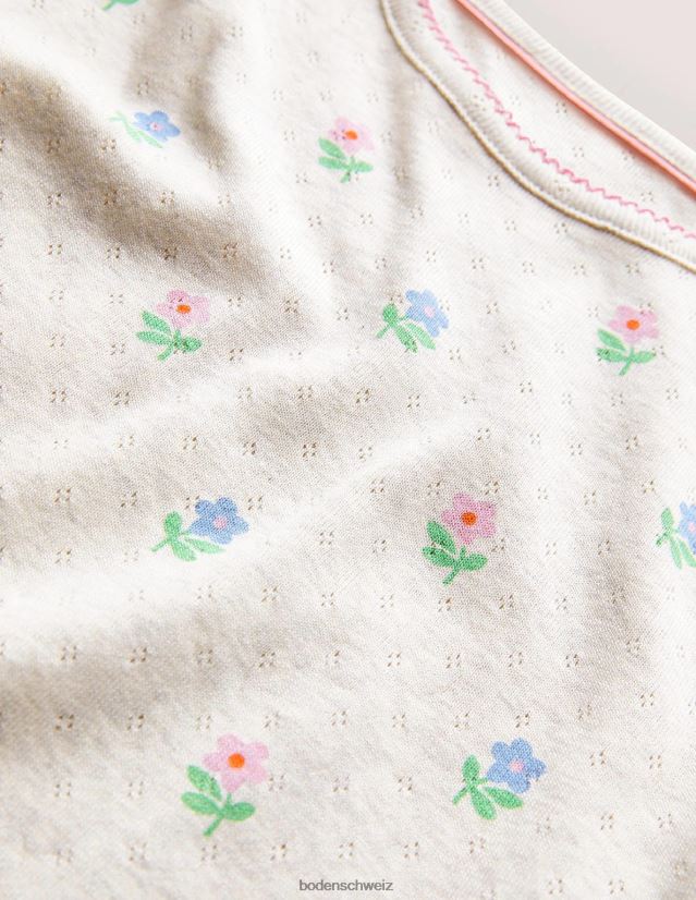 Boden Mädchen Kurzarm-Pointelle-Oberteil VH86PT3148 Kleidung Haferflocken-Mergelblüten