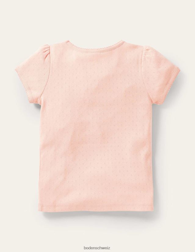 Boden Mädchen Kurzarm-Pointelle-Oberteil VH86PT768 Kleidung Provence-Altrosa