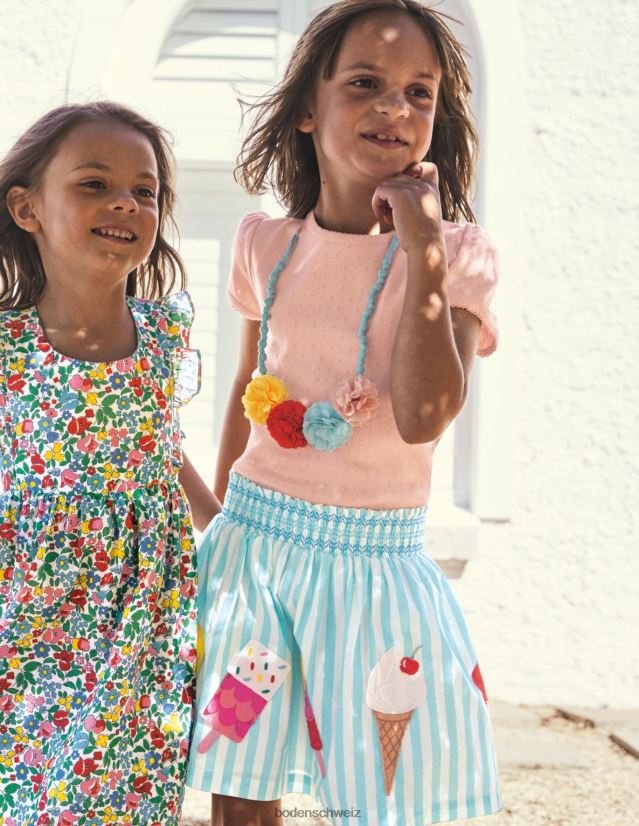 Boden Mädchen Kurzarm-Pointelle-Oberteil VH86PT768 Kleidung Provence-Altrosa