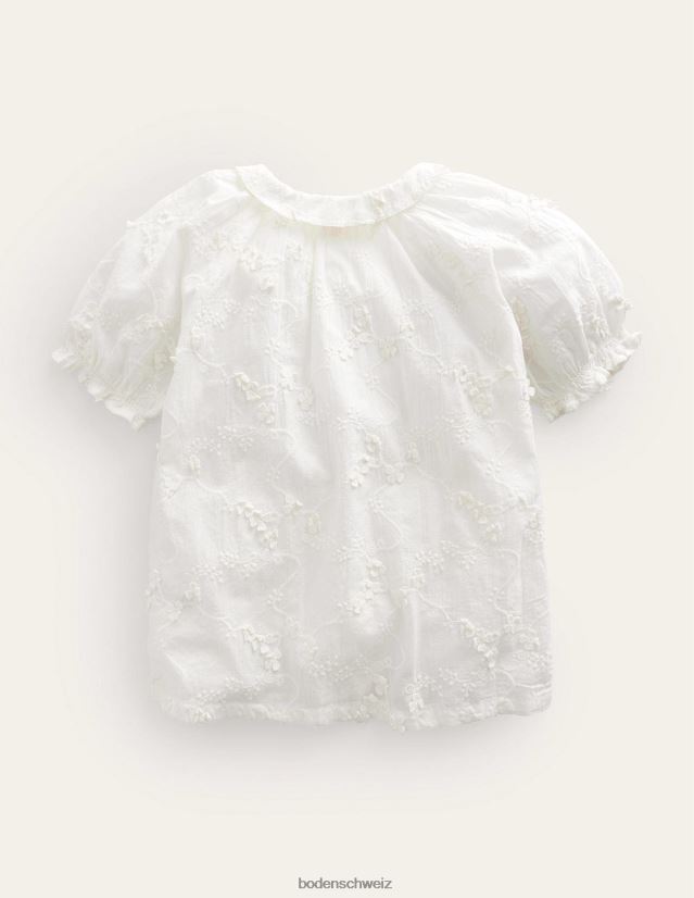 Boden Mädchen Kurzes Oberteil mit Puffärmeln VH86PT2974 Kleidung Elfenbein