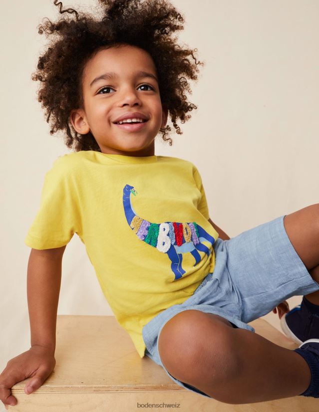Boden Mädchen Lässiges Logo-T-Shirt VH86PT2953 Kleidung butterblumengelber Dinosaurier