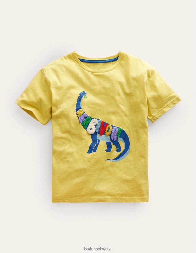 Boden Mädchen Lässiges Logo-T-Shirt VH86PT2953 Kleidung butterblumengelber Dinosaurier