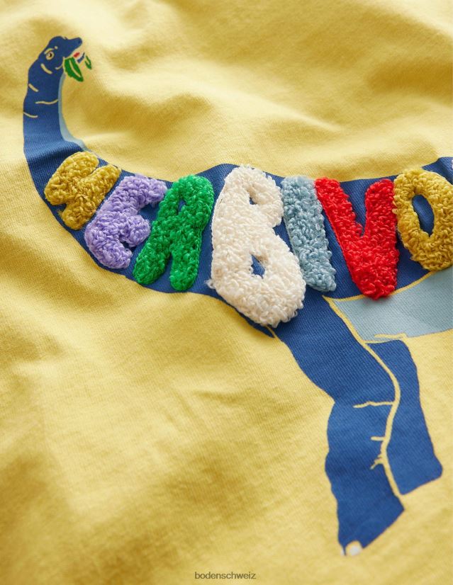 Boden Mädchen Lässiges Logo-T-Shirt VH86PT2953 Kleidung butterblumengelber Dinosaurier