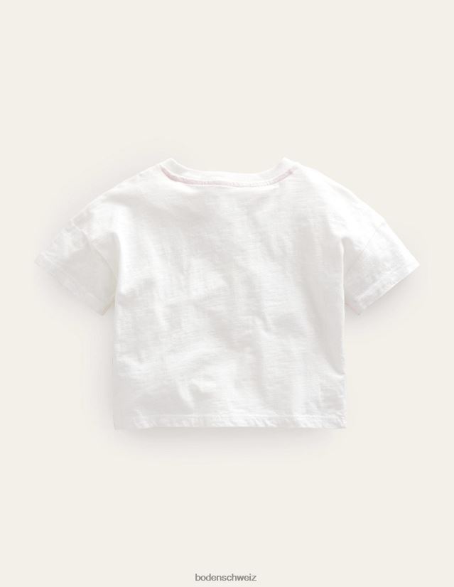 Boden Mädchen Lässiges, kurzes T-Shirt VH86PT3088 Kleidung elfenbeinfarbener Blumenstreifen