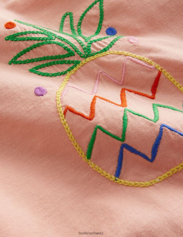 Boden Mädchen Logo-gesticktes Oberteil VH86PT3041 Kleidung staubige rosa Ananas