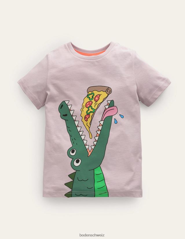 Boden Mädchen Lustiges T-Shirt mit Tierlogo VH86PT3157 Kleidung Französisches rosa Krokodil