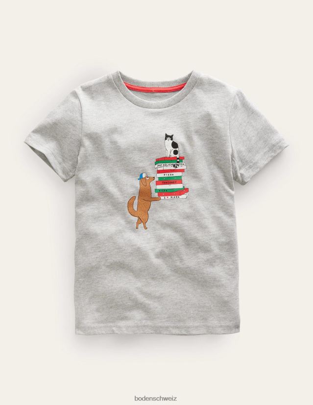 Boden Mädchen Neuheit-T-Shirt VH86PT3211 Kleidung grau melierter Hund